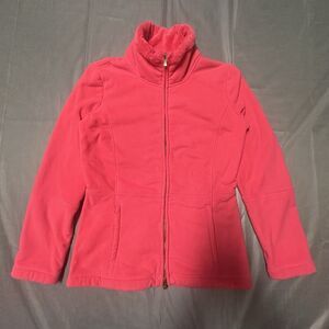 Lilly Pulitzer Jacket Womens Small Pink Fleece Full Zip Palm Tree Grace Lined